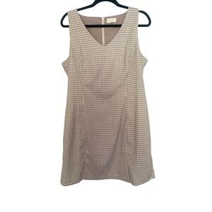 Elegant Tan Checkered Dress